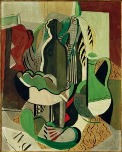 Nature morte en gris : Composition Feuille jaune - Oskar Moll
